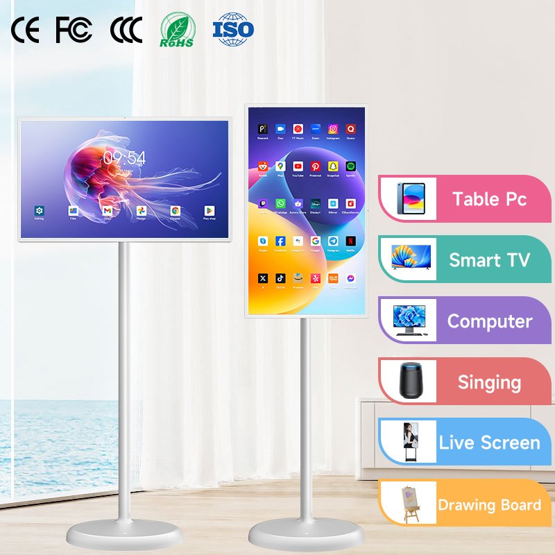 Family Must Have Mobile Tv Wireless Wifi Rollable Jcpc Bestietv 21.5 Inch mobile Portable tablet Smart touch screen Tv
