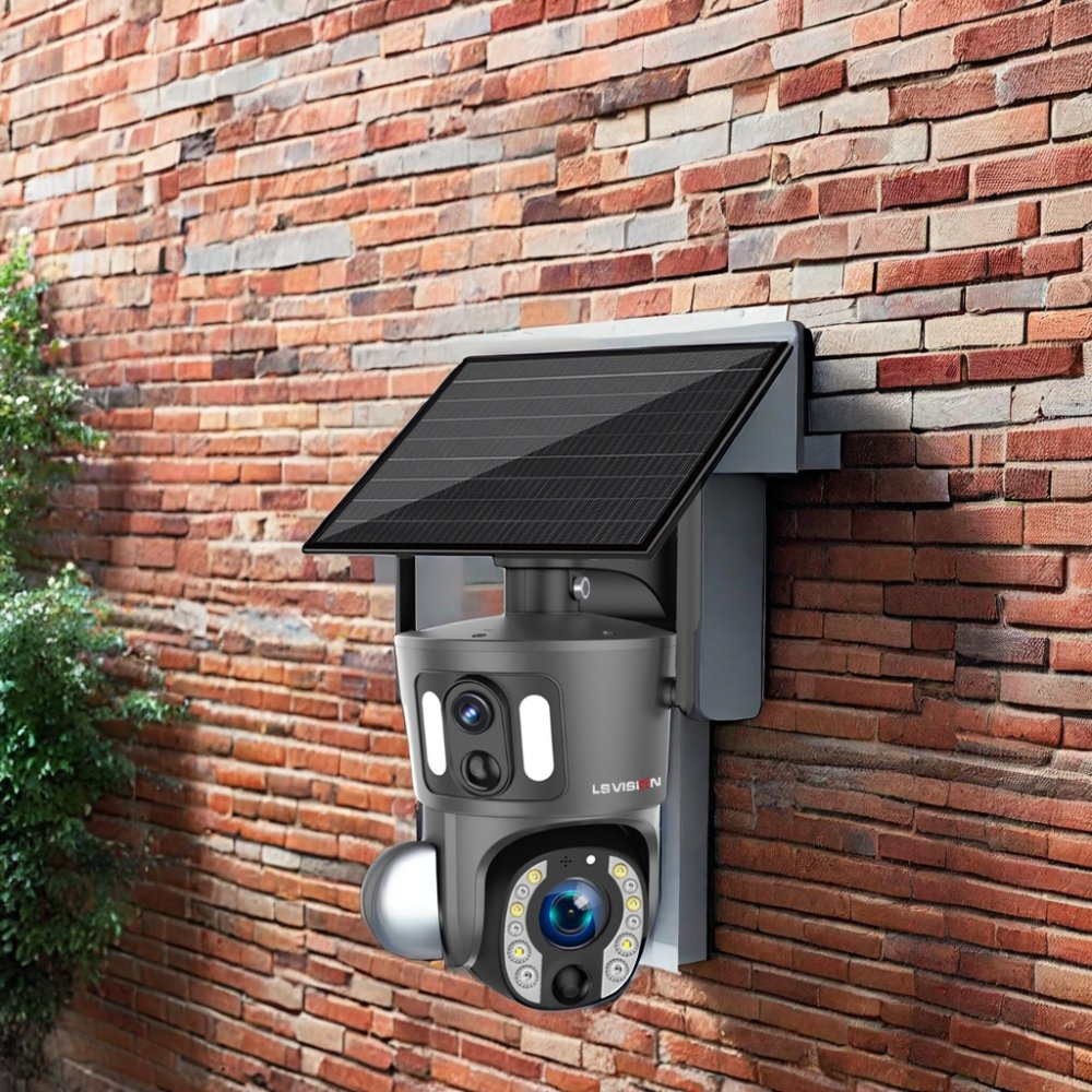 LS VISION 2024 Dual Lens 3K WIFI 4G Solar Floodlight Hot Selling 10X PTZ Network Camera with Night Vision and Auto Tracking