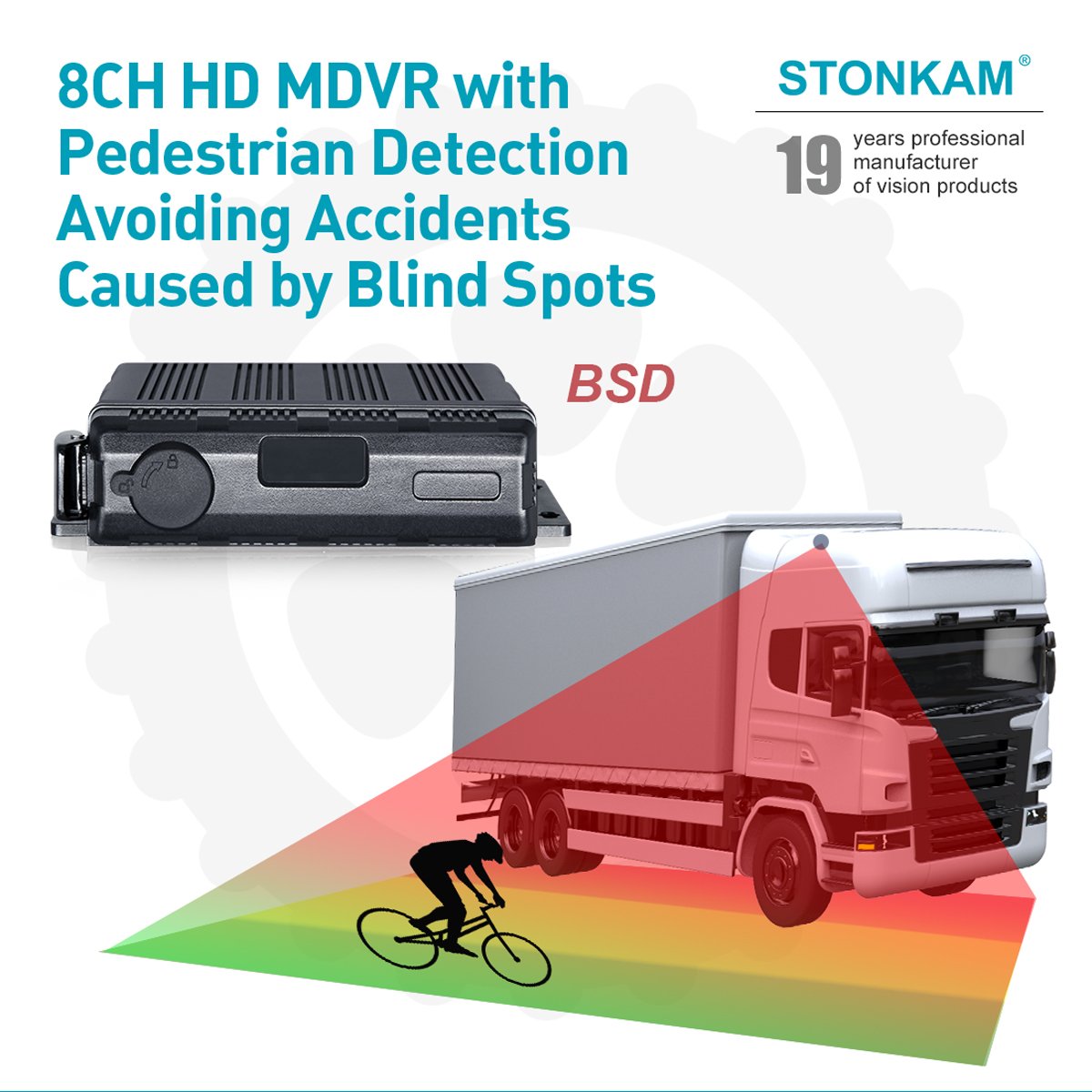 STONKAM mdvr gps tracker full hd 1080P 8CH 3G/4G/WIFI with ai camera blind spot detection