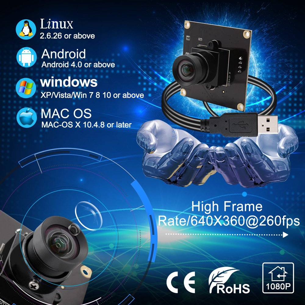 ELP USB2.0 Full HD 1080P CMOS OV4689 High Speed USB2.0 2MP 260fps 120fps 60fps Golf Swing Camera Mini For Trajectory Analysis