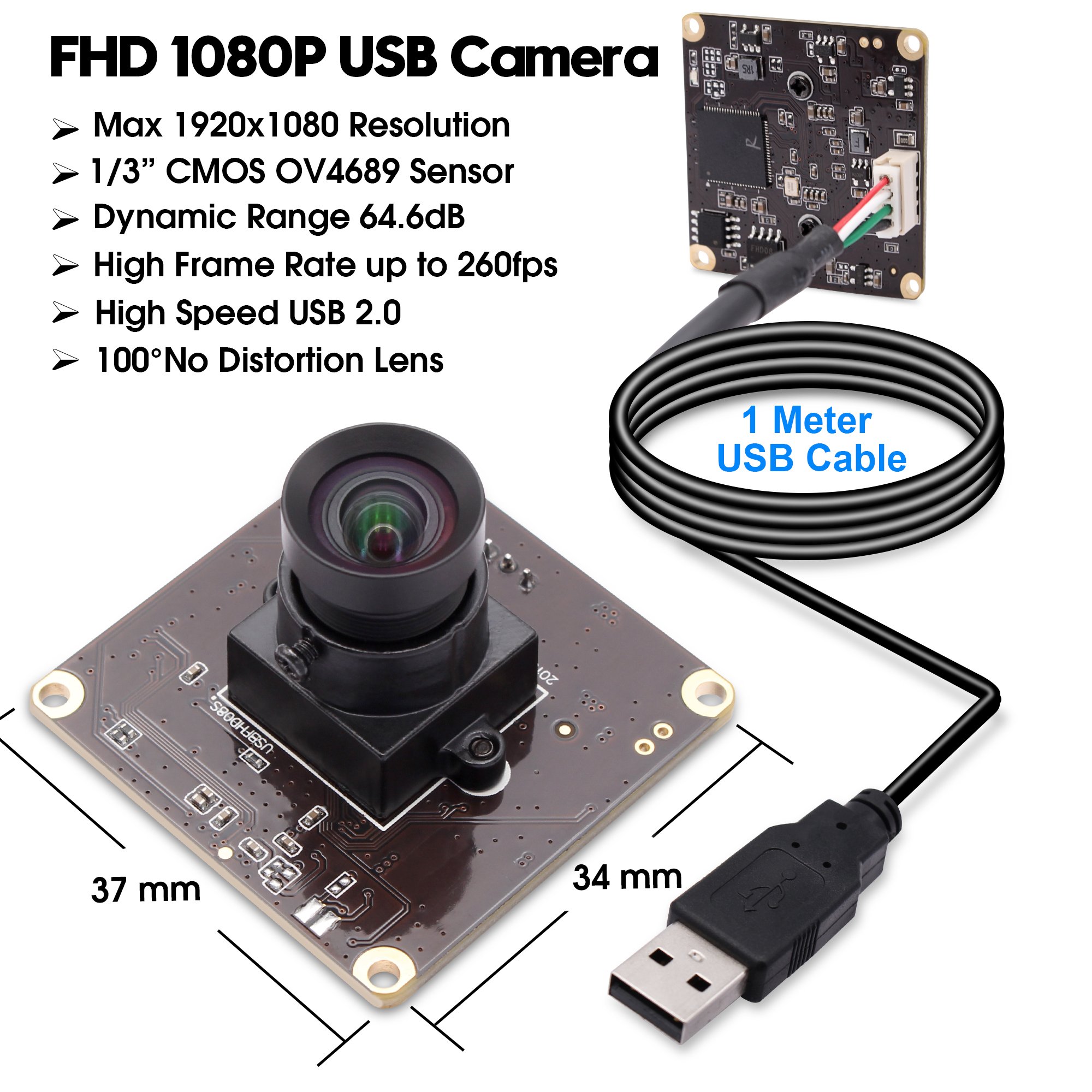 ELP USB2.0 Full HD 1080P CMOS OV4689 High Speed USB2.0 2MP 260fps 120fps 60fps Golf Swing Camera Mini For Trajectory Analysis