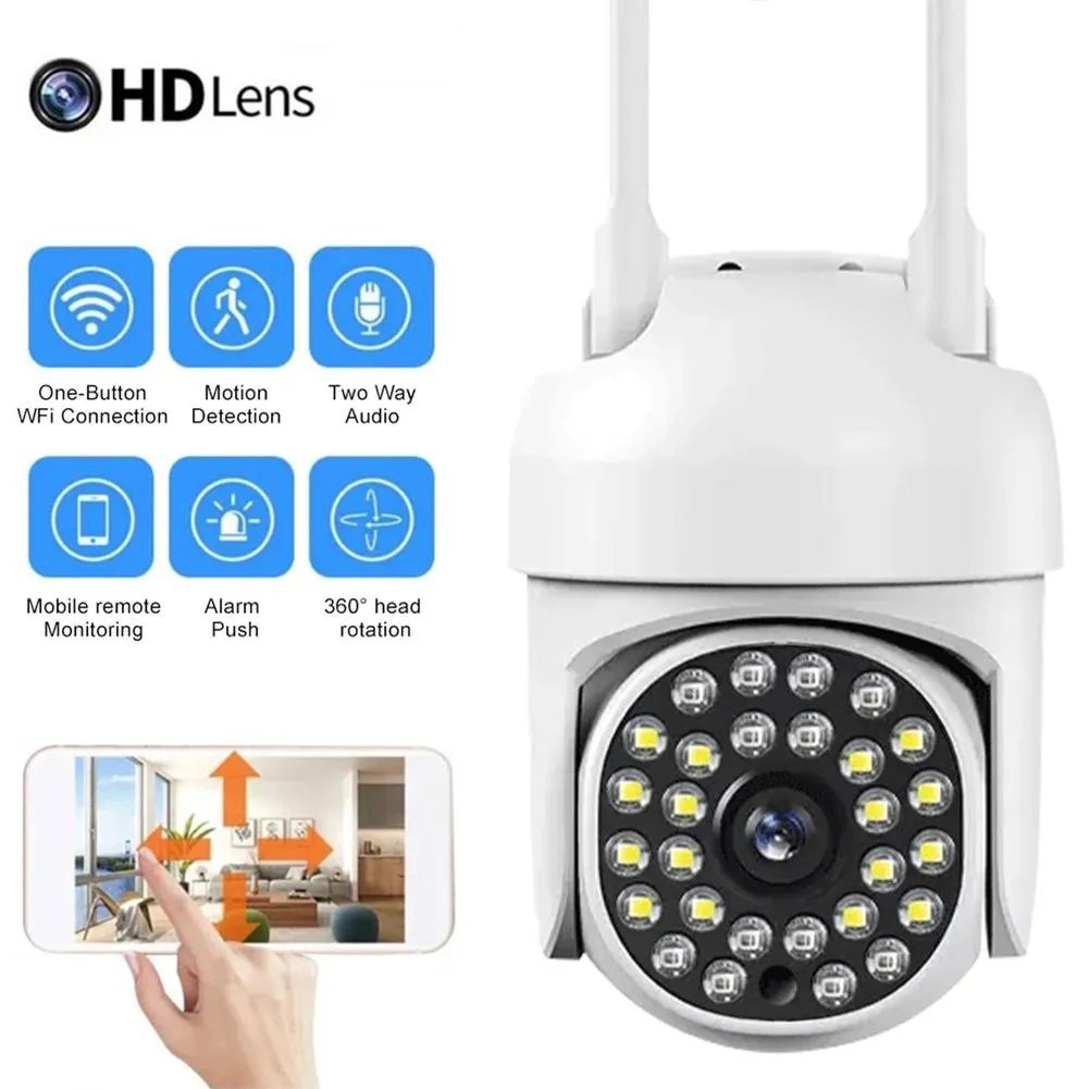IP66 WaterprooF Outdoor 2.4Ghz WiFi AI Human Tracking Motion Detection PTZ Dome Security Network Camera