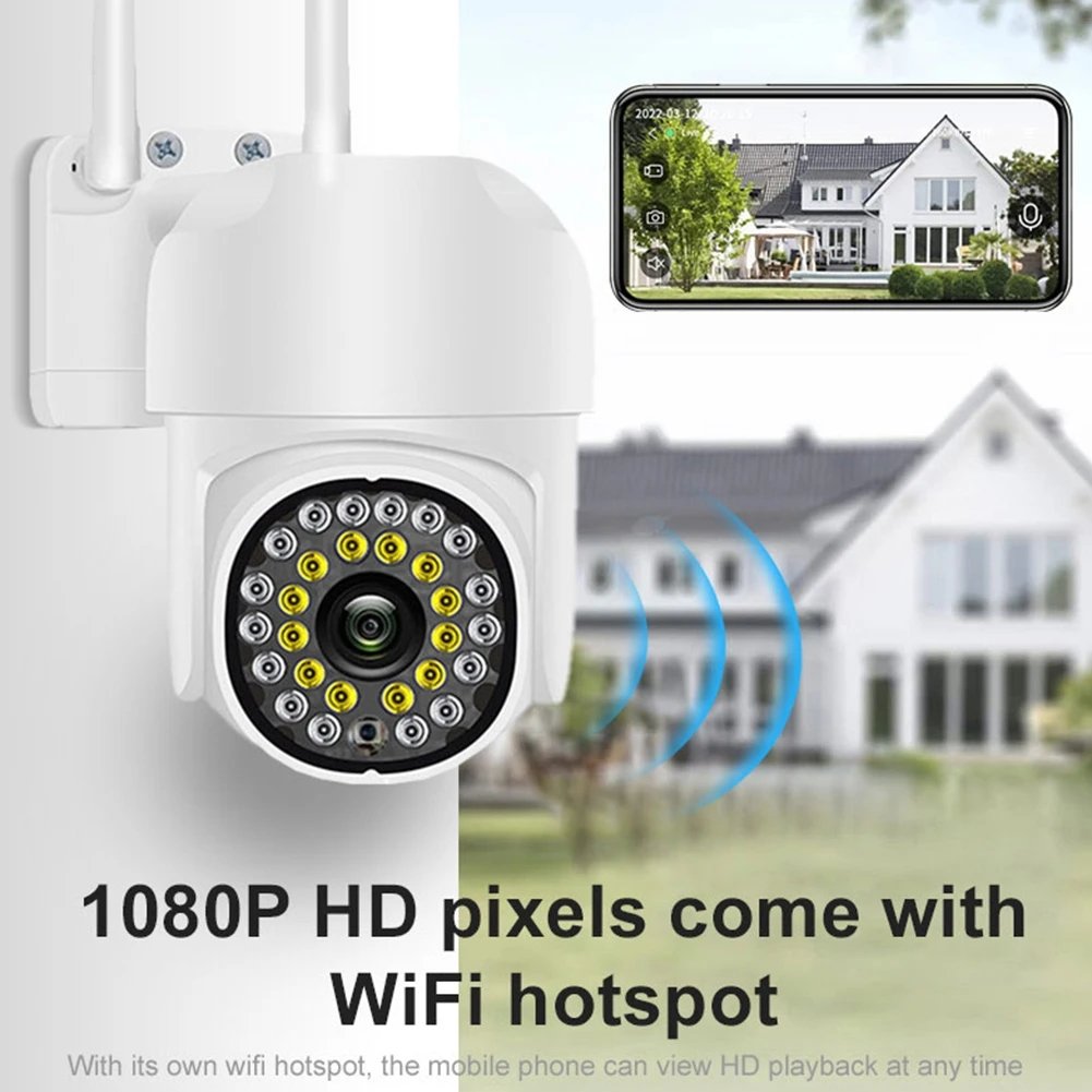 IP66 WaterprooF Outdoor 2.4Ghz WiFi AI Human Tracking Motion Detection PTZ Dome Security Network Camera
