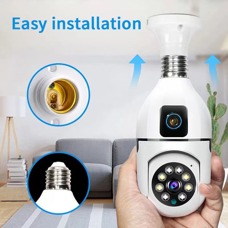 The Trend 4MP Dual Lens Wifi Lamp Camera Two way Audio Motion detection Night Vison Security PTZ Indoor Bulb Network Camera
