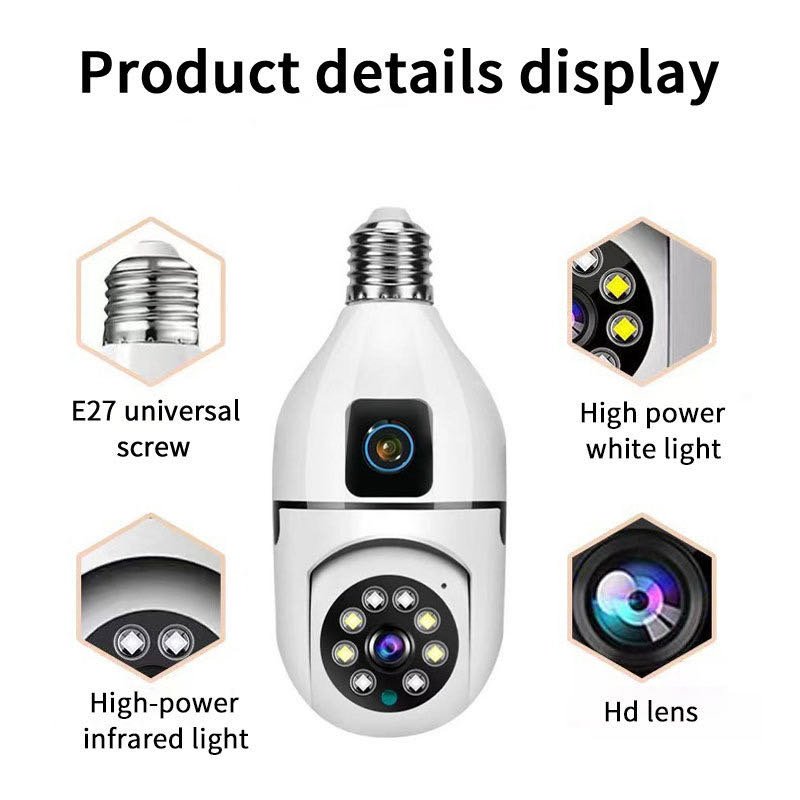 The Trend 4MP Dual Lens Wifi Lamp Camera Two way Audio Motion detection Night Vison Security PTZ Indoor Bulb Network Camera