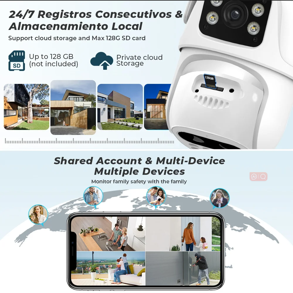 2023 ICsee 6MP 8MP Dual Lens Wireless PTZ CCTV security Cameras Wifi ip67 supervisory Tracking 6MP 4K Dual Lens Network Camera