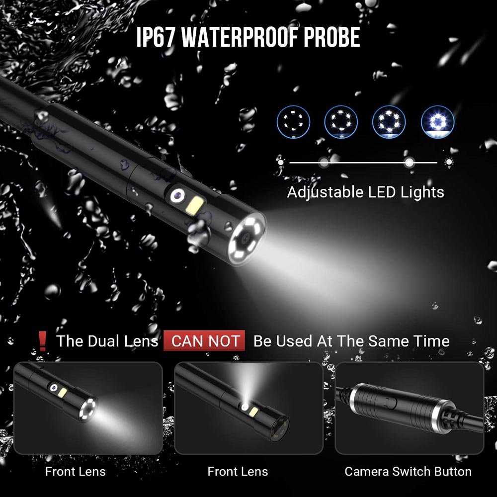 Industrial Endoscope Inspection two Camera 8mm Dual Lens 4.3 inches IPS Screen Endoscope-Borescope 1080P Display Screen PQ307