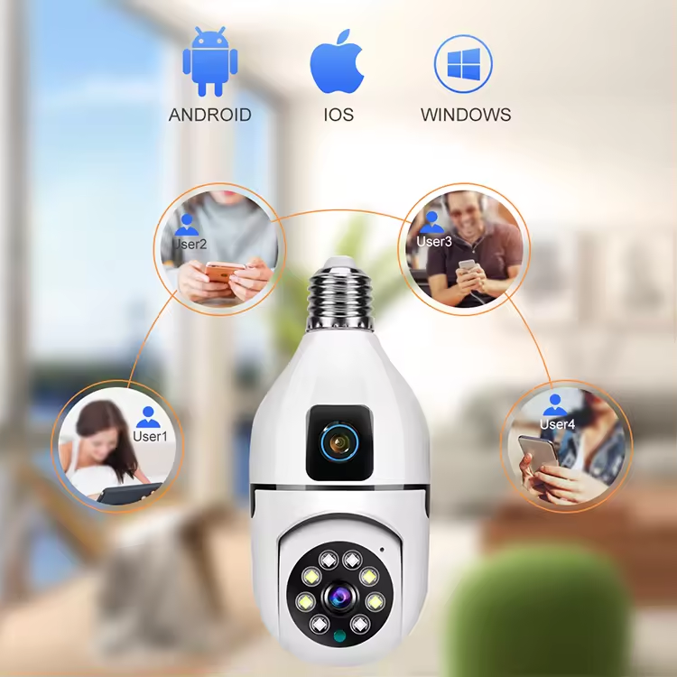 Full HD E27 Wireless 220V White Wifi Light Dual Lens Bulb 360 WiFi Cctv Security Camera for general family indoor and outdoor