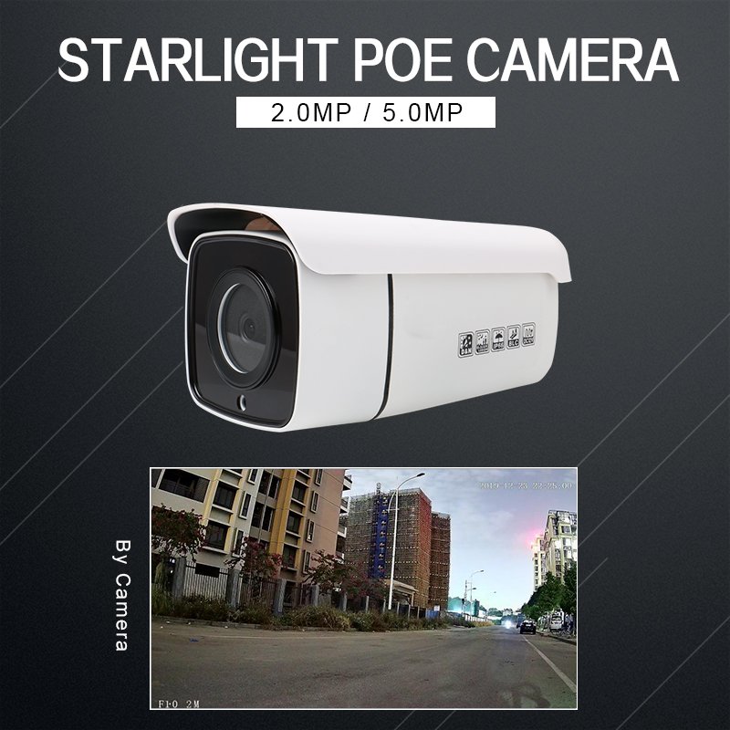 5.0 Megapixel Ultra Starlight OEM H.265 POE Bullet IR Security CCTV IP Analog Camera HD 1080P