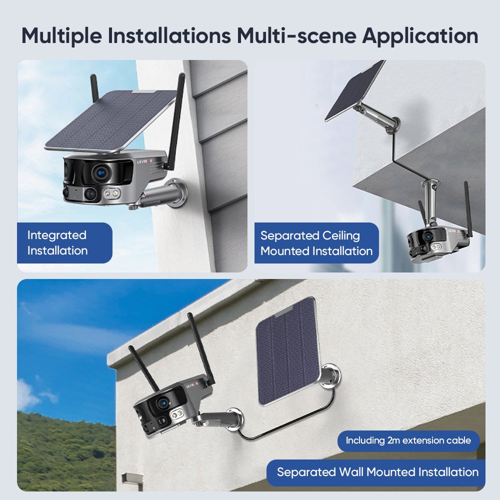 2024 Solar powered camera cctv wifi 4g sim 10X 20X 30X Optical zoom Dual-lens surveillance home solar panel cameras