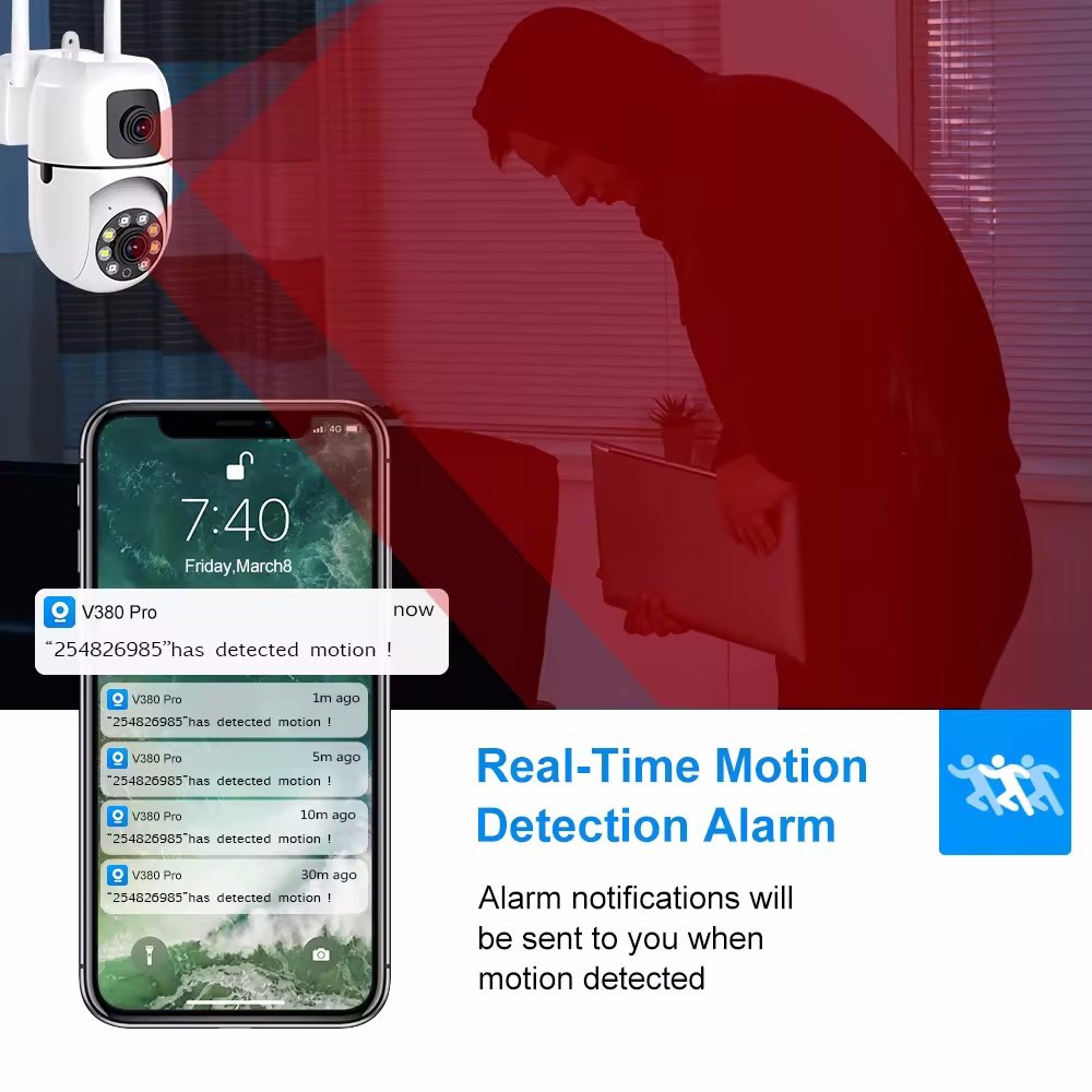 V380Pro Dual Lens wireless IP security Full Color 360Degree Cctv PTZ Camera 2MP Motion Detection Security CCTV Network Camera