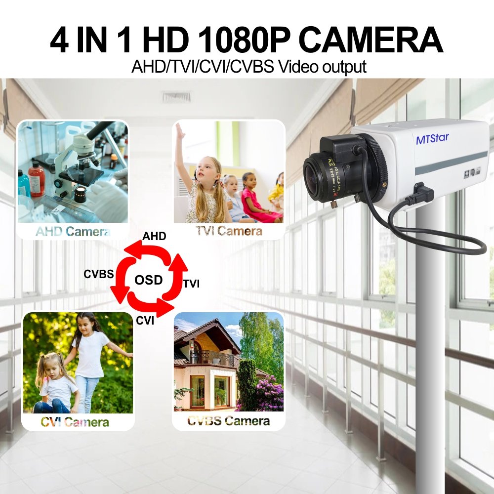 New 2022 For Outdoor 2MP Analog box Camera UTC OSD 4 in 1 camera 1/2.9" CMOS 1080P 5-50mm 2.8-12mm lens Analog box Camera