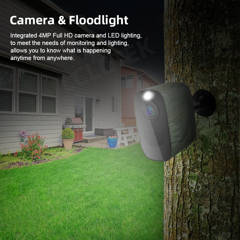 LCLCTEK 4G solar battery security trail camera 4MP Full Color Floodlight IP66 Outdoor wireless cctv camera