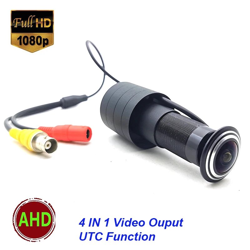 1080P AHD 4 IN 1 AHD TVI CVI CVBS UTC Color Mini Camera Wired Door Hole Peephole Security Fish Eye Lens CCTV Cam