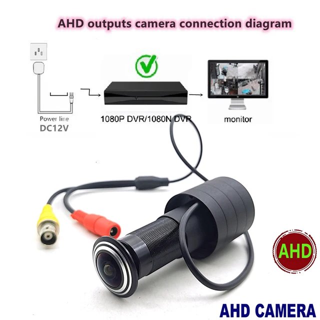1080P AHD 4 IN 1 AHD TVI CVI CVBS UTC Color Mini Camera Wired Door Hole Peephole Security Fish Eye Lens CCTV Cam