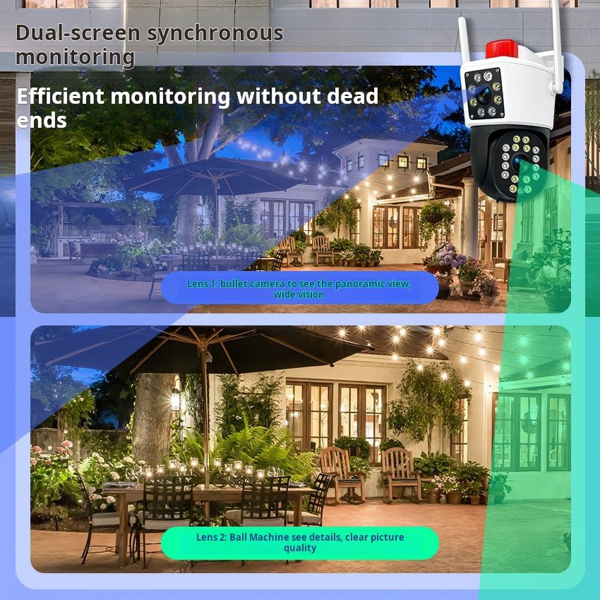 Factory wholesale New Arrival Auto Tracking Colorful Night Vision Home Security System Ip Cameras Dual Lens PTZ Camera 936