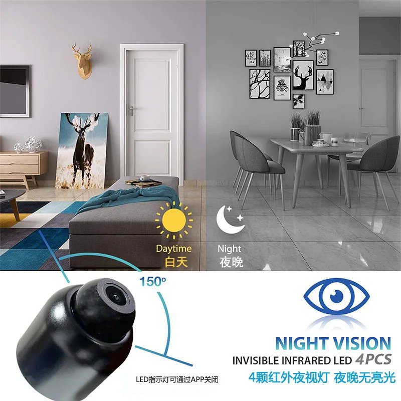 HD 1080P Mini WiFi Smart Camera Night Vision Motion Detection for Office Home Security Surveillance