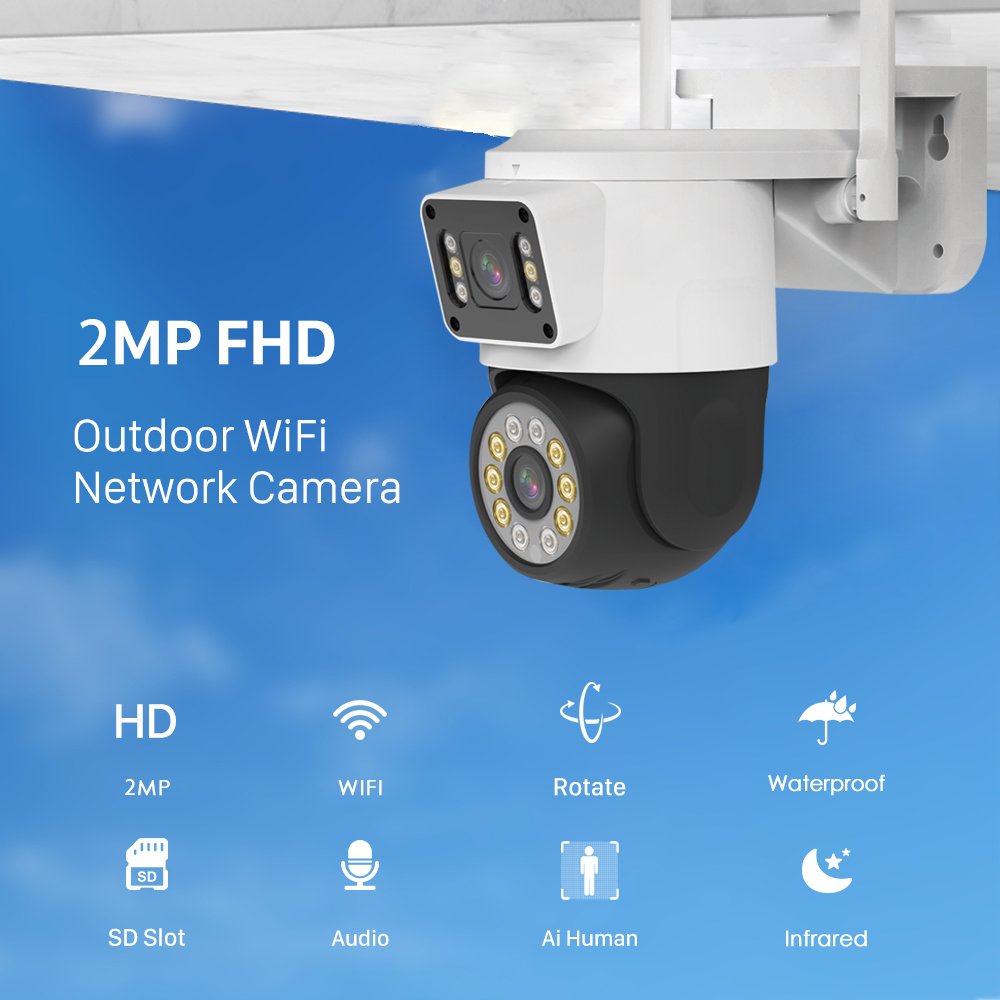 4MP Smart Wifi PTZ camera Outdoor Detect Two Way Audio H.265 Home CCTV Surveillance IP Network Camera