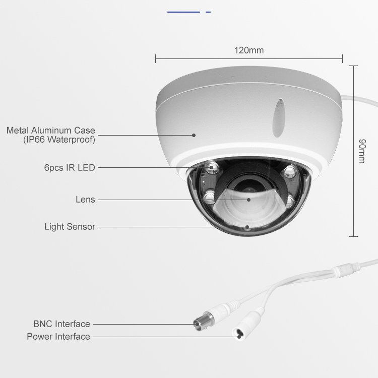 1080P Waterproof CCTV 2.8mm Analog Full HD Metal Dome Security Camera System Surveillance Color Night Security 5MP Auto Tracking
