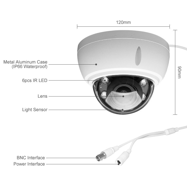 1080P Waterproof CCTV 2.8mm Analog Full HD Metal Dome Security Camera System Surveillance Color Night Security 5MP Auto Tracking