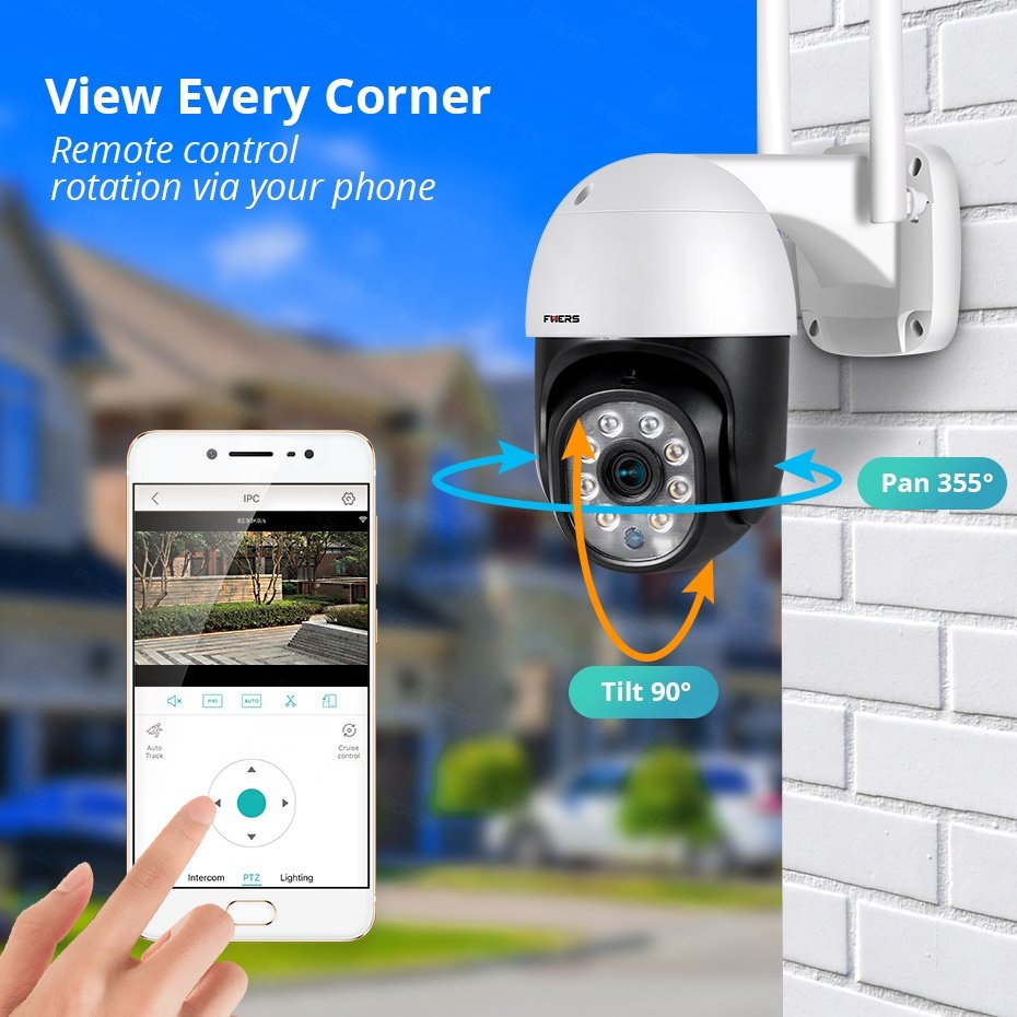 KERUI Network Camera High Performance IP Camera Home Security Two-Way Audio 1080P 2MP Wifi IP Outdoor PTZ Wireless CCTV Camera