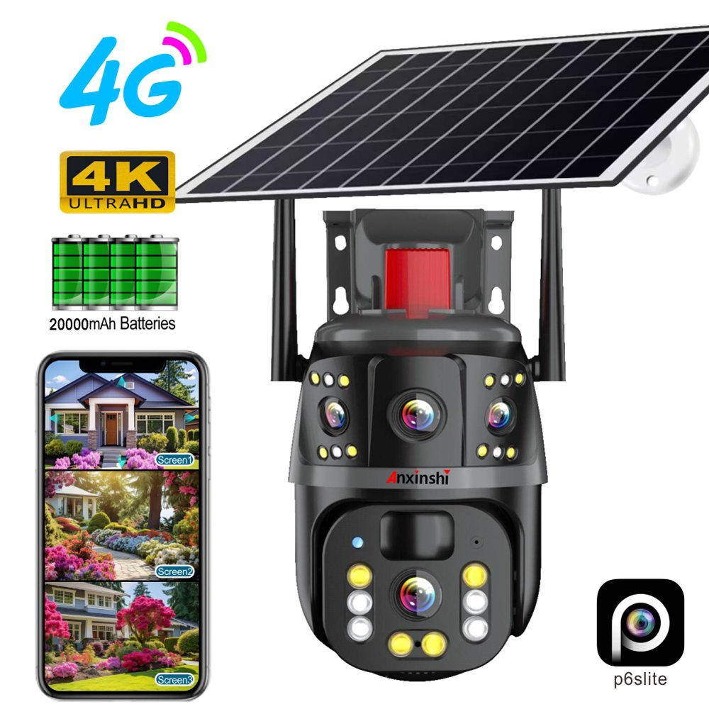 p6slite APP Solar PTZ Camera 365 days of work without power mobile phone remote panoramic home HD battery camera