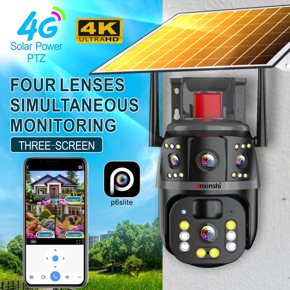 p6slite APP Solar PTZ Camera 365 days of work without power mobile phone remote panoramic home HD battery camera