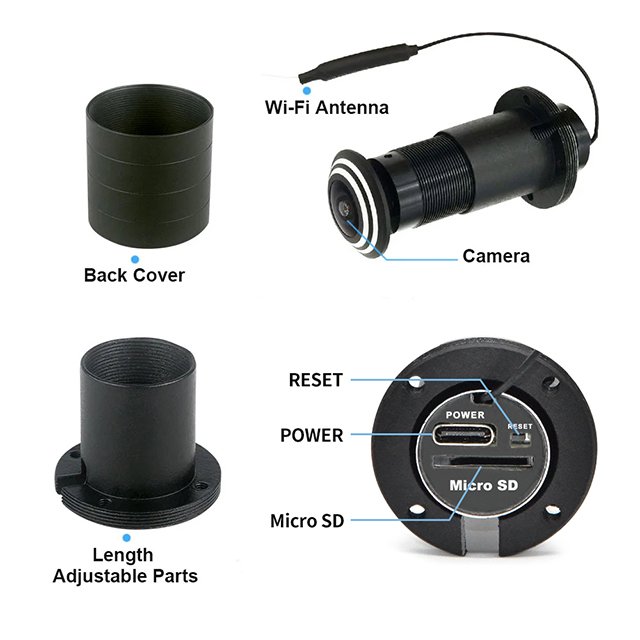 PEGATAH 4MP Video Peephole WiFi Camera Motion Detection Video Door Eye Wireless Intercom Monitor Home Security Outdoor Network