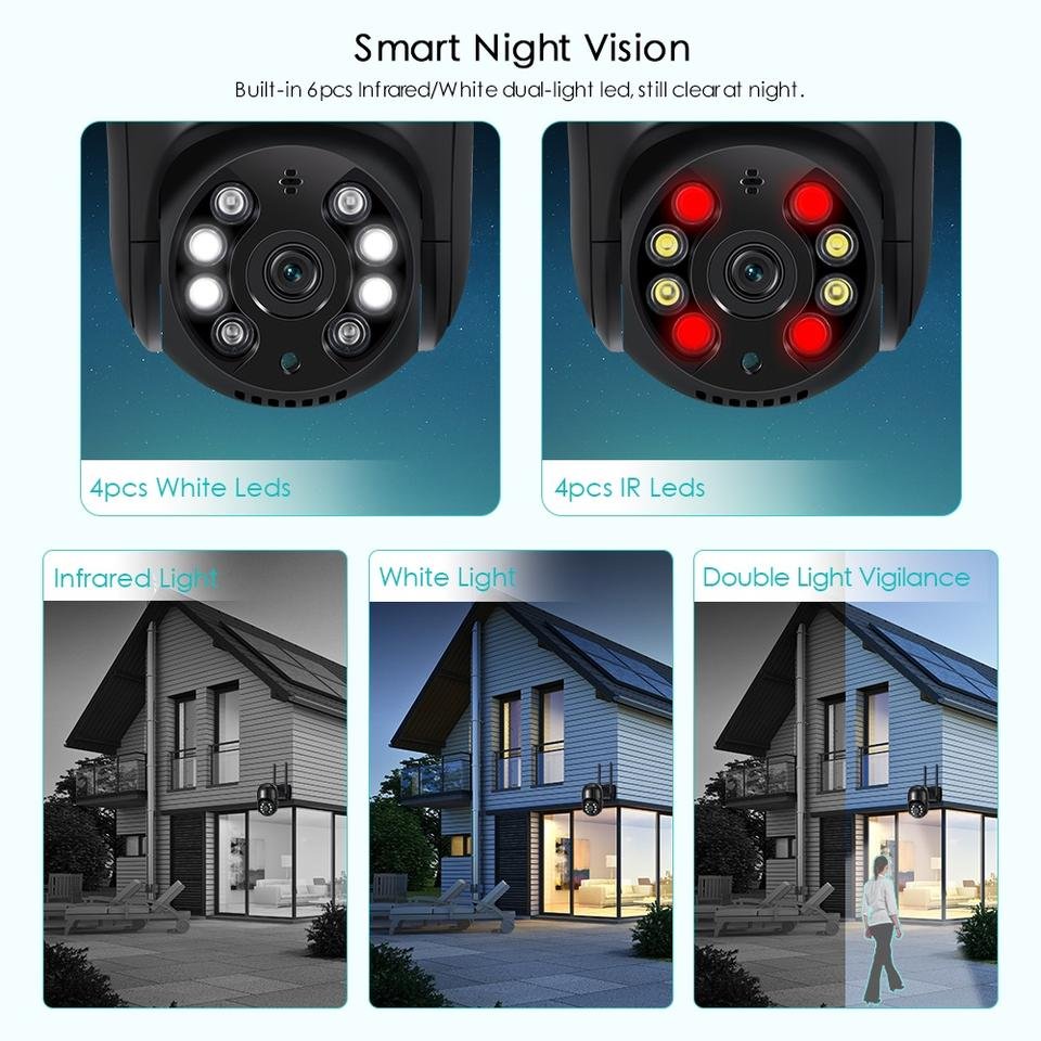 Wistino 8MP PTZ Outdoor WiFi IP Camera Wireless 5X Digital Zoom Auto Tracking Color Night Vision Surveillance Security Camera