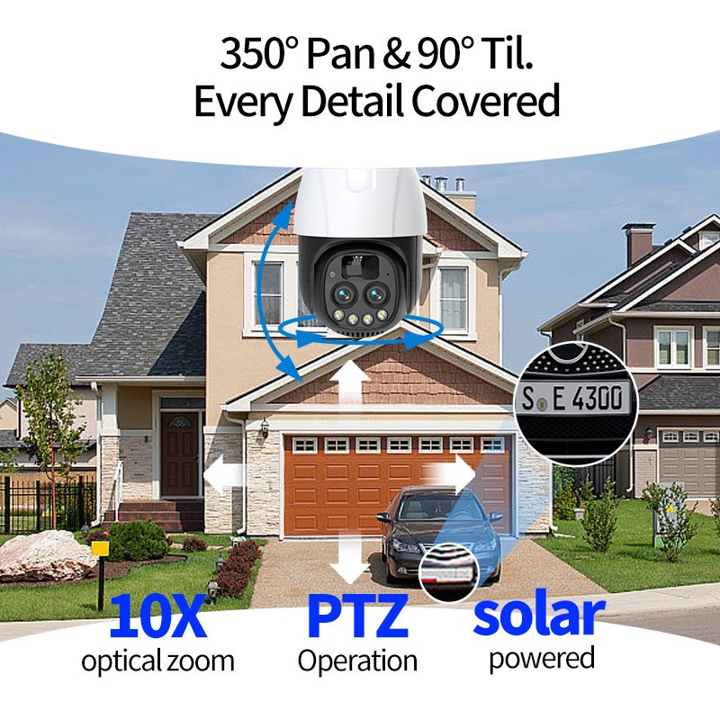 Eseecloud 5MP 10X Zoom Optical 4G Sim Card Solar Network Security Cameras Outdoor IP PTZ Wireless Surveillance Wifi Cameras CCTV