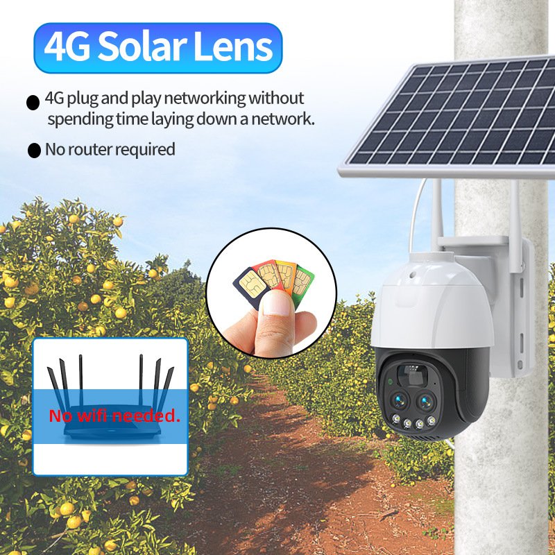 Eseecloud 5MP 10X Zoom Optical 4G Sim Card Solar Network Security Cameras Outdoor IP PTZ Wireless Surveillance Wifi Cameras CCTV