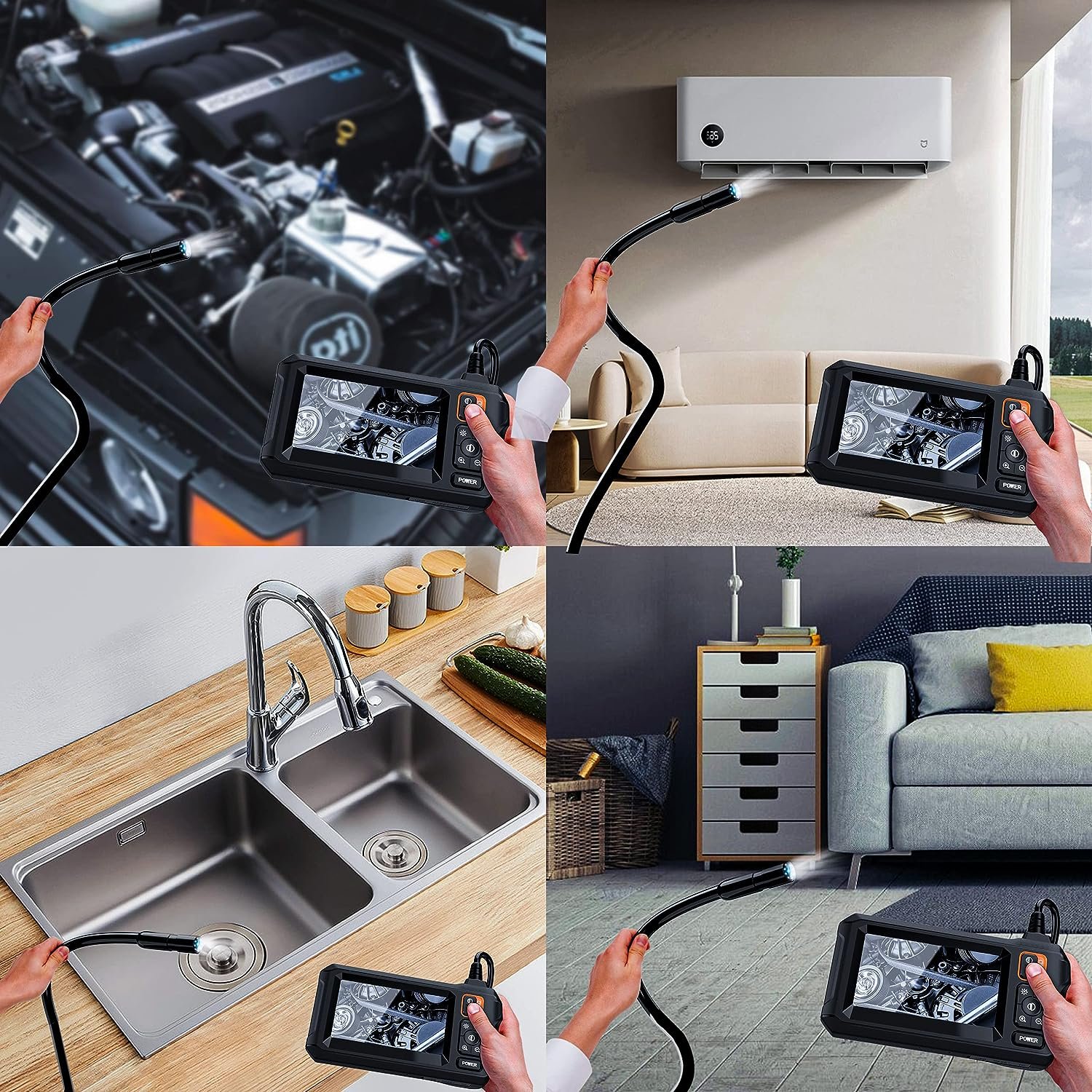 C30-M 10m Semi Rigid 2MP 2000mah 1080P HD Flexible Endoscope Camera Tool with 4.3inch Color Screen