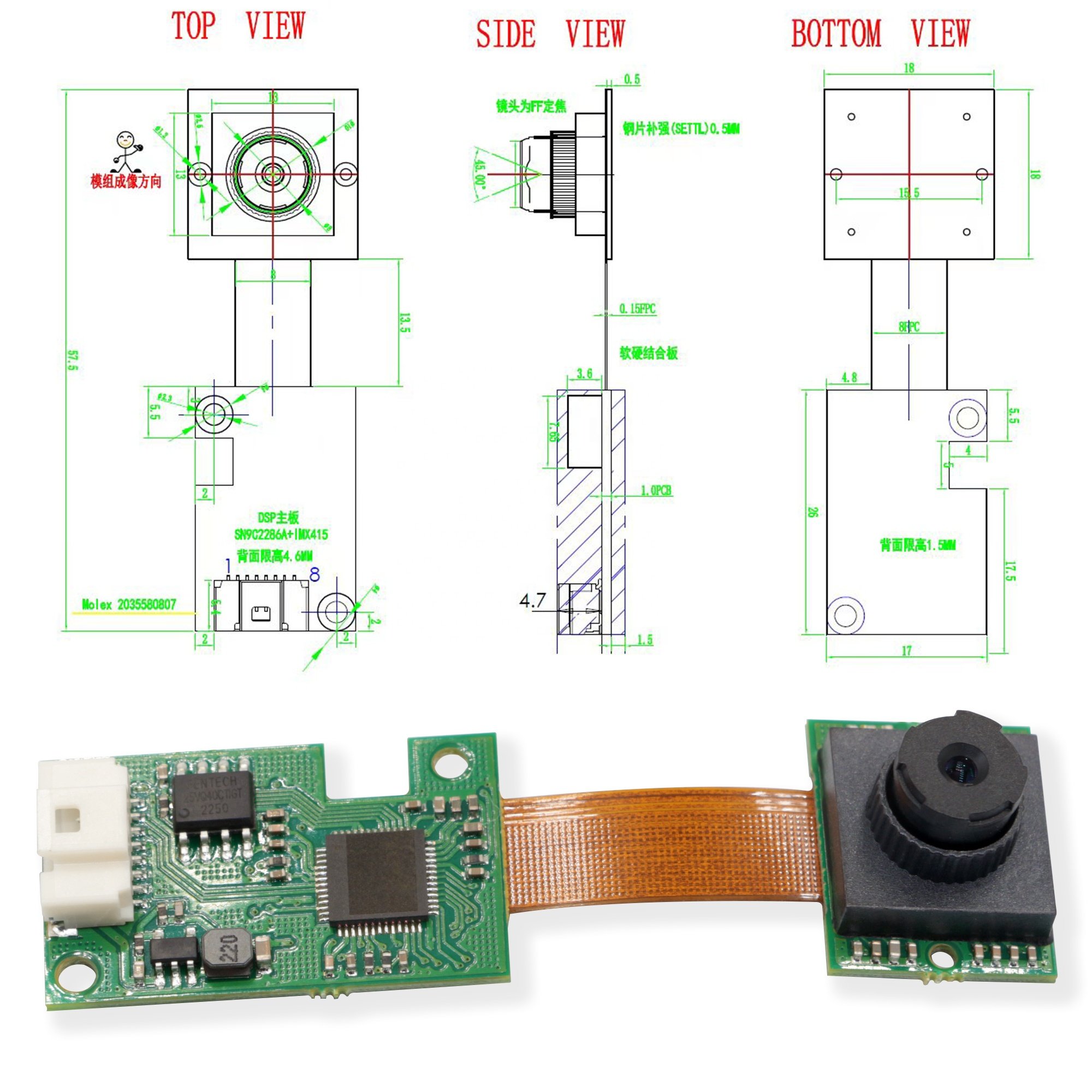 OEM HD 8MP IMX415 CMOS Sensor 4K cmos Camera sensor Modules usb2.0 UVC Mini Micro Industrial Camera Module