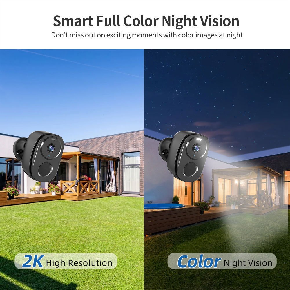 HFWVISION 5000mAh Battery Cameras 2K Outdoor Wireless Camera for Home Security Motion Detection Solar camera