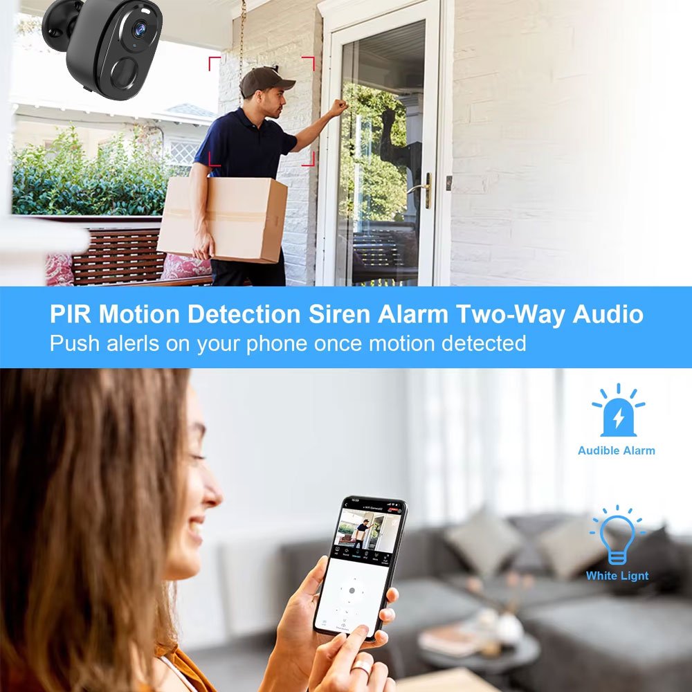 HFWVISION 5000mAh Battery Cameras 2K Outdoor Wireless Camera for Home Security Motion Detection Solar camera