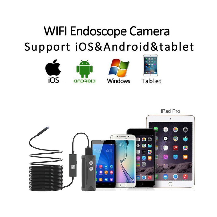8mm 1m Hard Cable 8 Led Light Waterproof Wireless USB Video Borescope Endoscope WIFI Inspection Camera