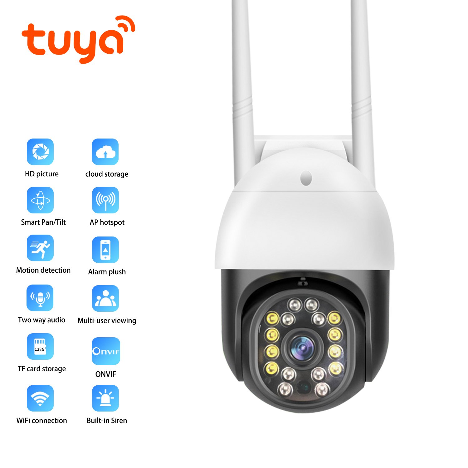 Factory Outdoor 1080p Tuya Smart Life Wifi Camera Hd 3mp CCTV Security Wifi Ip Ptz Camera