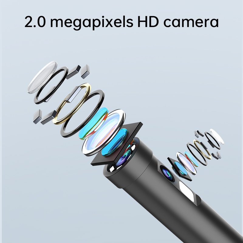 W500 New Model 8mm 5m Dual Lens Hard Cable 8 Led Light Waterproof Wifi Video Borescope Endoscope WIFI Inspection Camera
