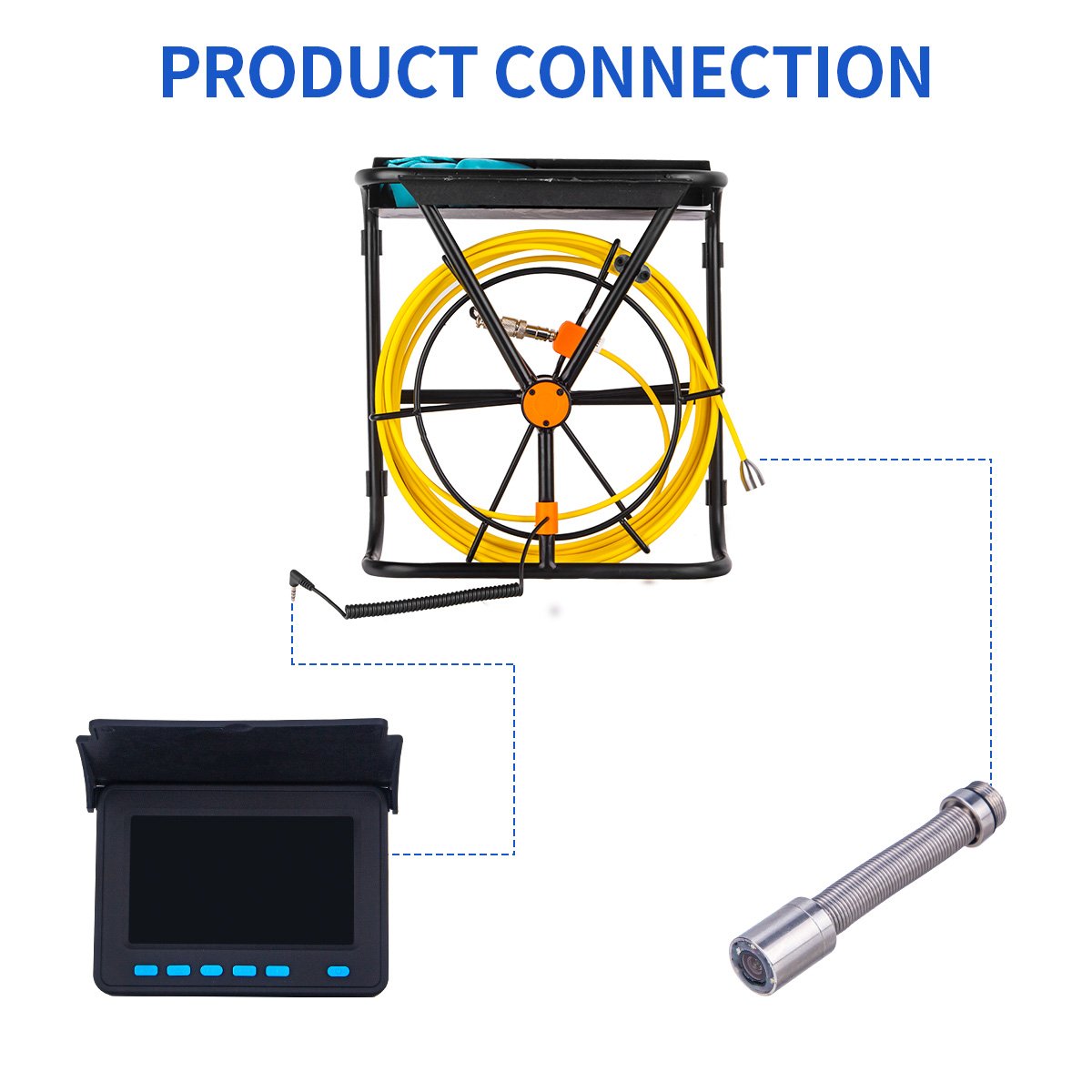 Guangdong High Quality Underfloor 20M 4.3" TFT Color Analog Screen Sewer Camera Endoscope DVR Recording Function Pipe Camera