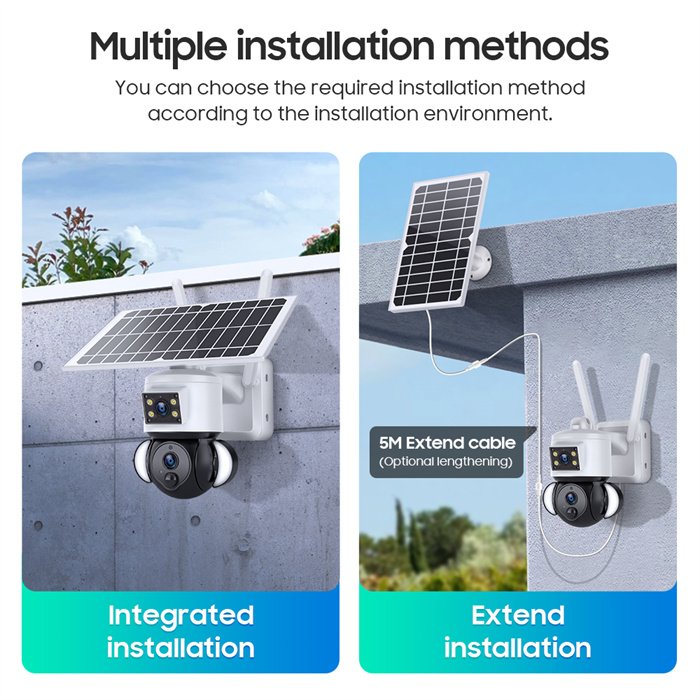 4g Solar Powered Ptz Home Security Camera System Wireless Night Vision Ptz Ultra Hd 4g Sim Card Smart Dual Camera Outdoor
