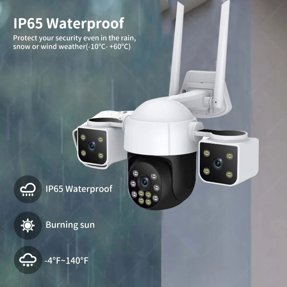 OEM HD 6K 12MP Three Lens Yoosee IP PTZ Network Cameras Outdoor AI Detect 360 Bullet Wireless Surveillance Security Camera Wifi