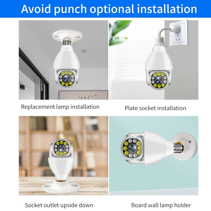 Smart home security 10lights night vision bulb camera WIFI wireless HD network camera