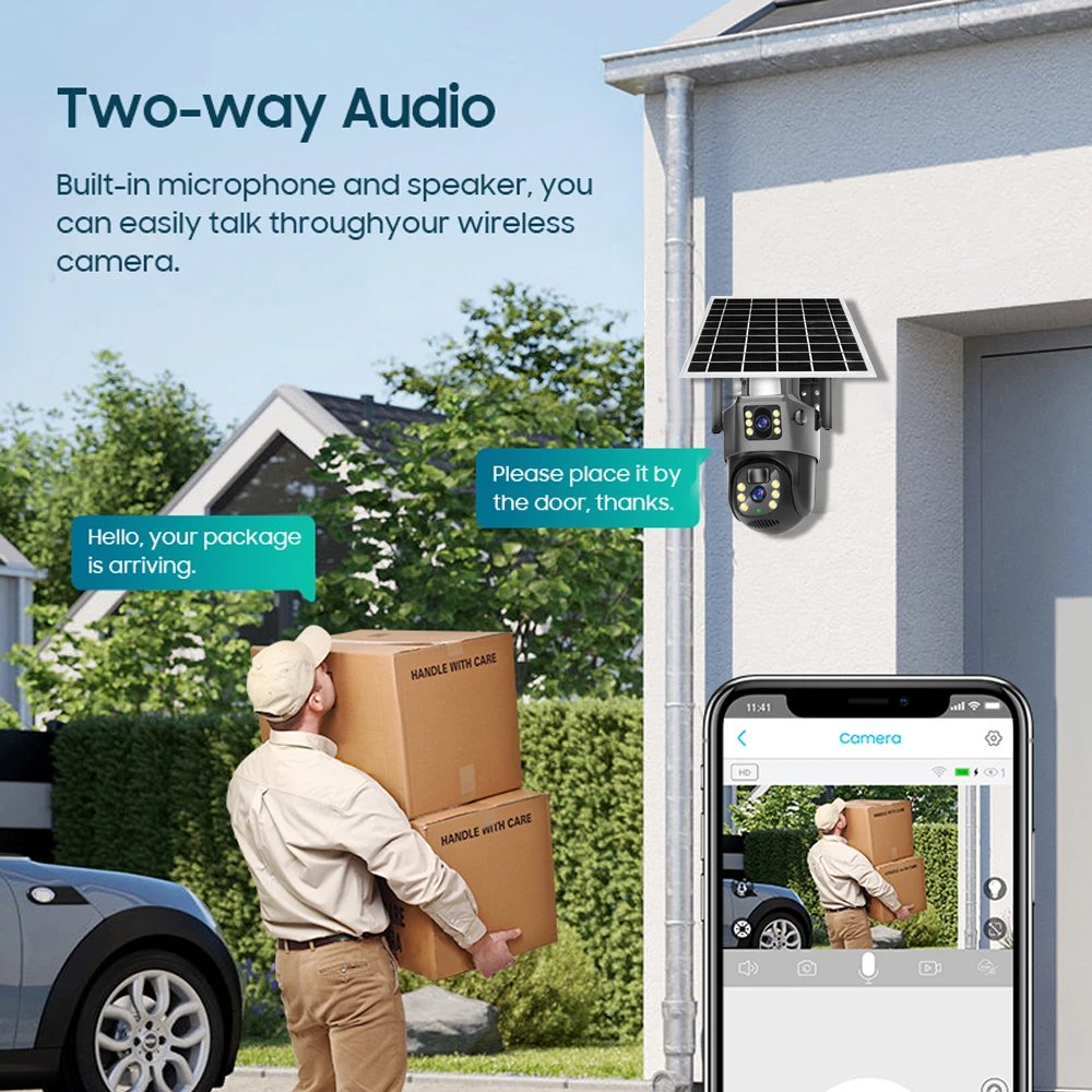 V380pro 4k Wireless Security Solar Camera 4g Solar Panel Low Power Pir Sensor Motion Detection 4g Camera Solar With Sim Card