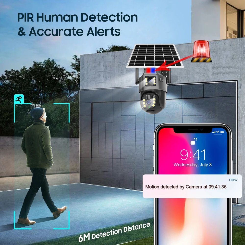 V380pro 4k Wireless Security Solar Camera 4g Solar Panel Low Power Pir Sensor Motion Detection 4g Camera Solar With Sim Card