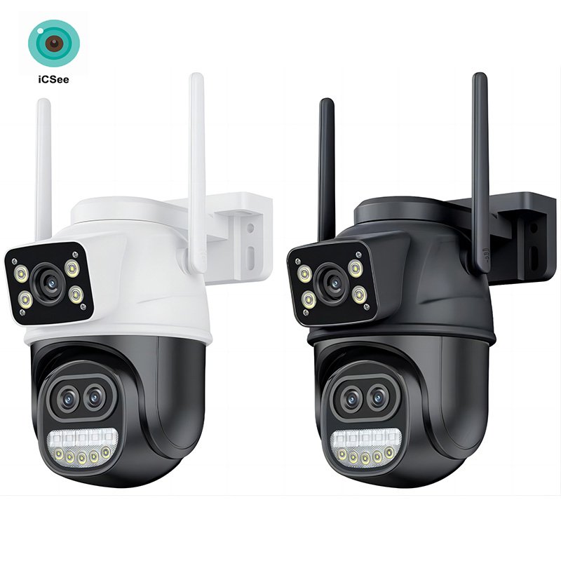 ICsee 9MP Three Lens Dual Security Camera Security Wifi IP Camera Outdoor 8X Zoom PTZ Three Lens Dual Wireless Network Camera