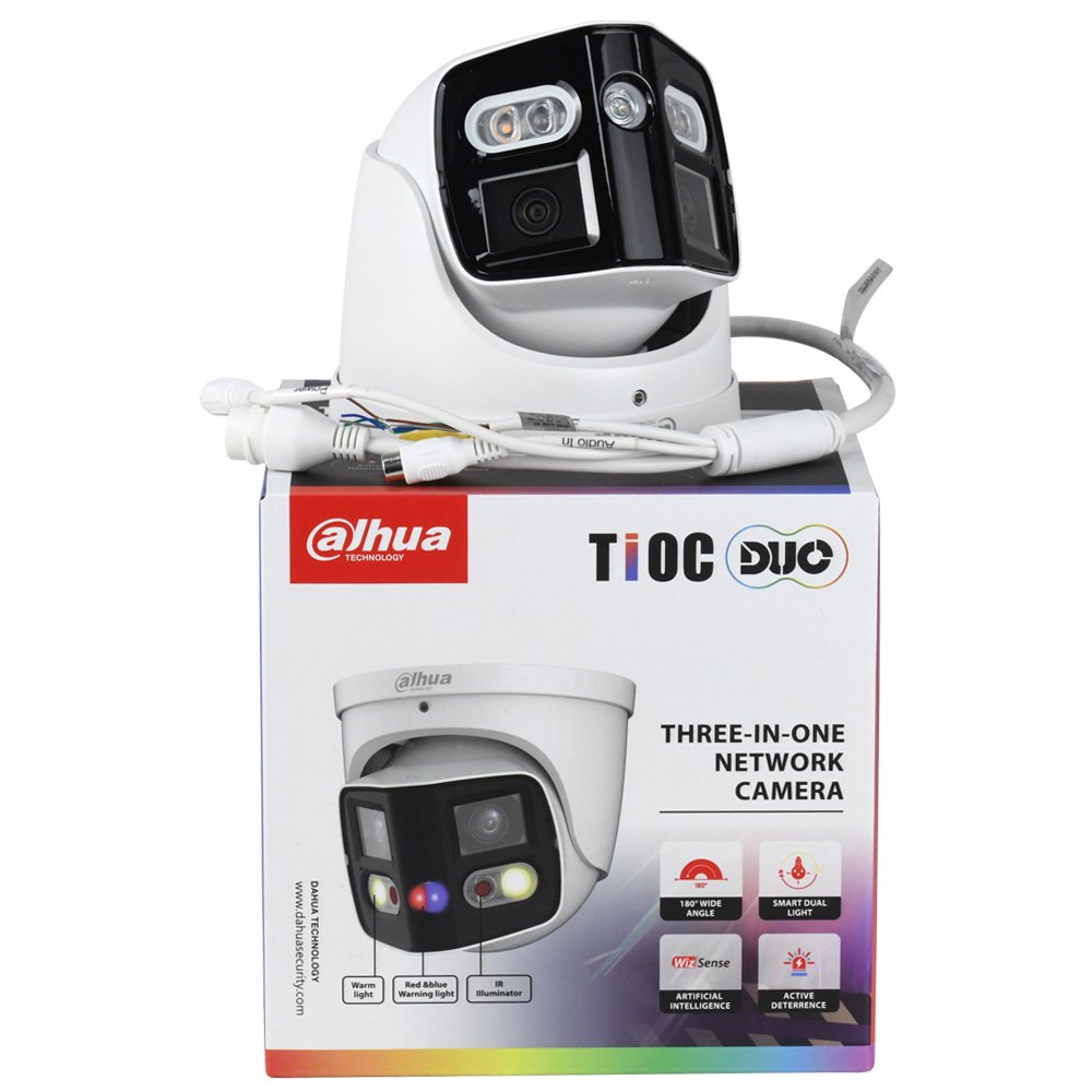Dahua 2x4MP TiOC Duo Splicing Fixed-focal Eyeball Wiz Sense IP Camera IPC-PDW3849-A180-AS-PV PoE Turret Network Camera