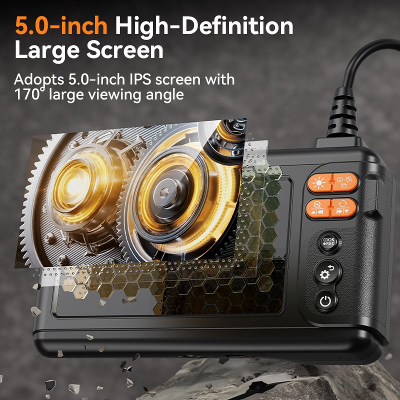 C50 5 inch 8.5mm dual lens semi rigid cable 5m deep well camera mini endoscope inspection camera