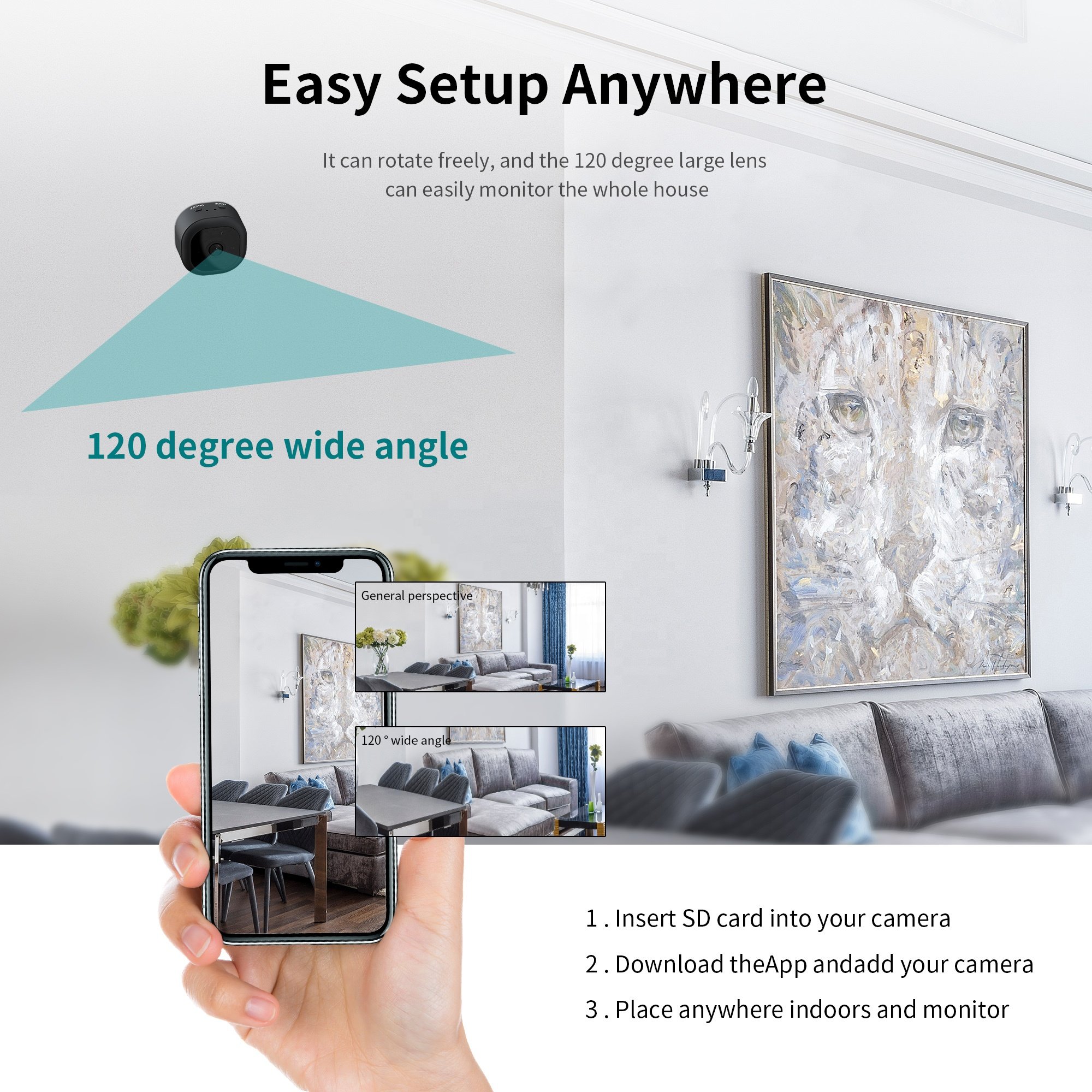 Low End 480P Battery Powered Wireless WiFi Small Nanny Cam Mini Camera surveillance night vision remote view on Mobile APP