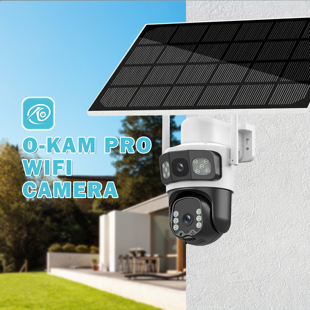 O-KAM 3.5 Inch WiFi Solar Powered PTZ Camera 2MP+2MP with 4G Network 3 Screens Low-Power Cloud Data Storage Asia Pacific Version