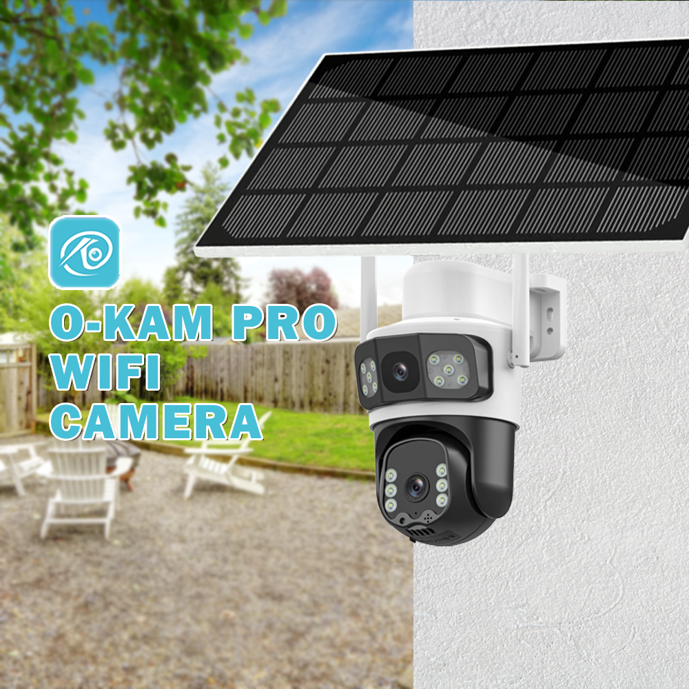 O-KAM 3.5 Inch WiFi Solar Powered PTZ Camera 2MP+2MP with 4G Network 3 Screens Low-Power Cloud Data Storage Asia Pacific Version